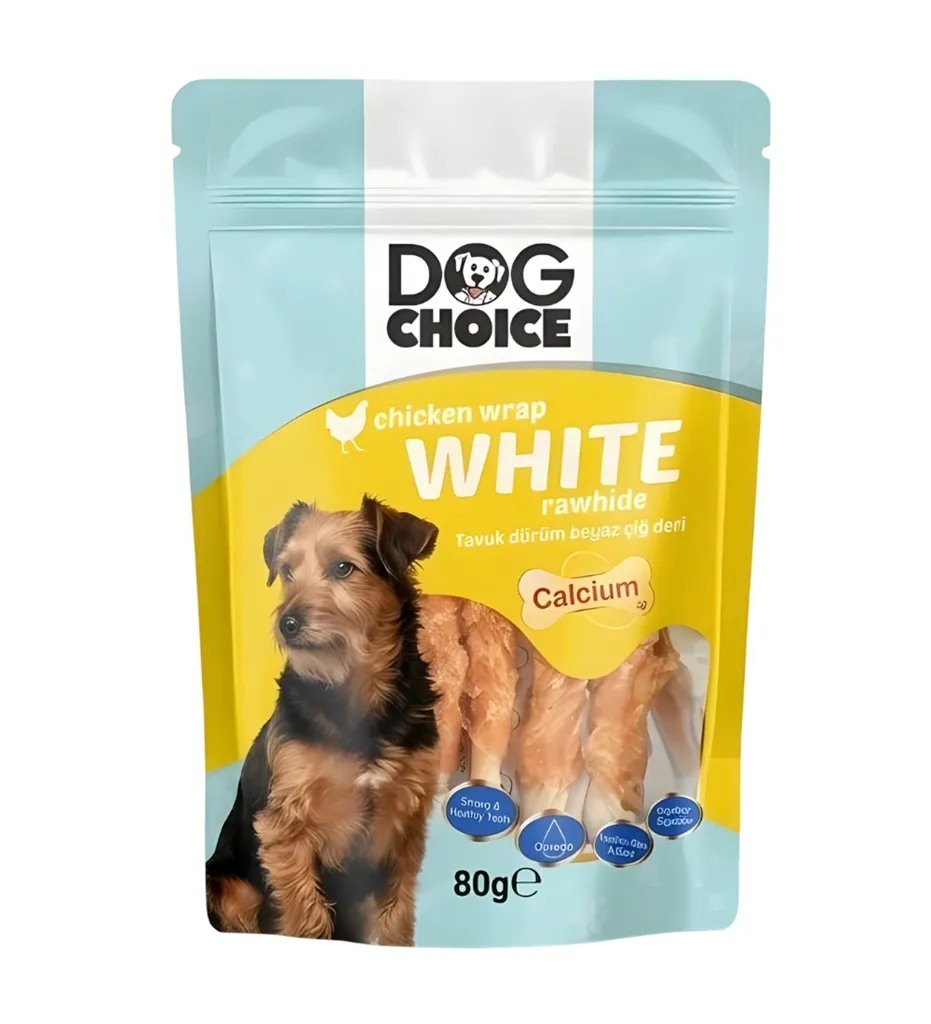 Dog Choice Kalsiyumlu Tavuk Dürüm Beyaz Çiğ Deri Köpek Ödül Maması 80g