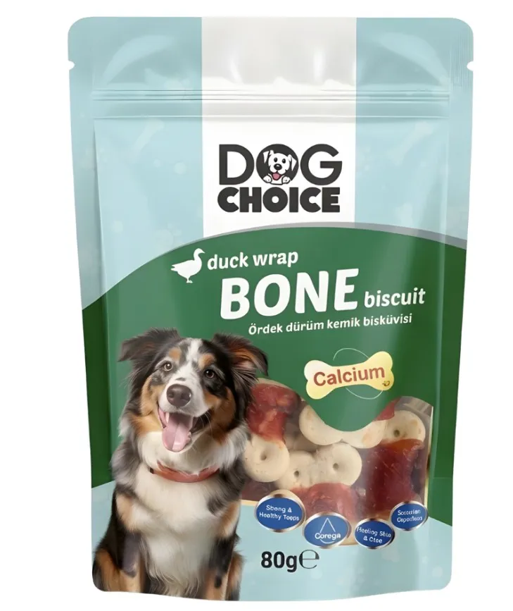 Dog Choice Kalsiyumlu Ördek Dürüm Kemik Bisküvisi Köpek Ödül Maması 80g