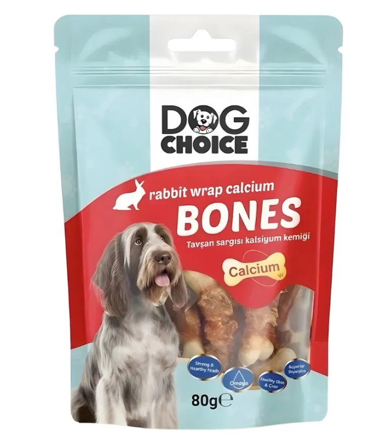 Dog Choice Tavşan Sargılı Kalsiyum Kemiği Köpek Ödül Maması 80g