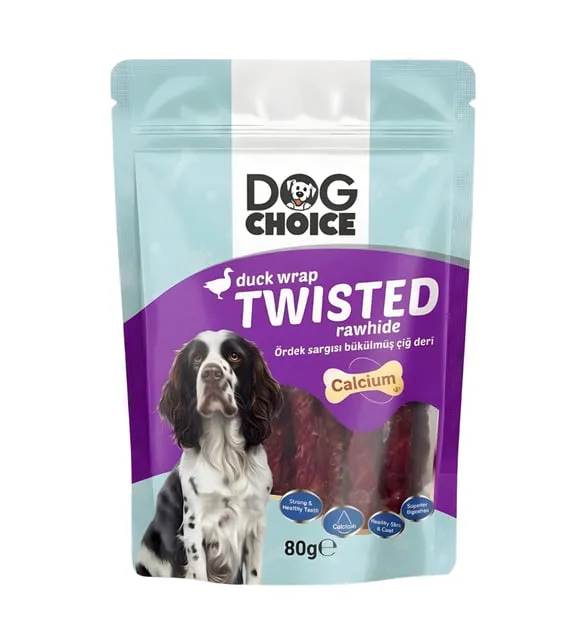 Dog Choice Kalsiyumlu Ördek Sargılı Çiğ Deri Köpek Ödül Maması 80g
