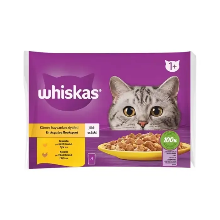 Whiskas Kümes Hayvanları Ziyafeti 4x85 gr Yetişkin Kedi Yaş Maması 1+
